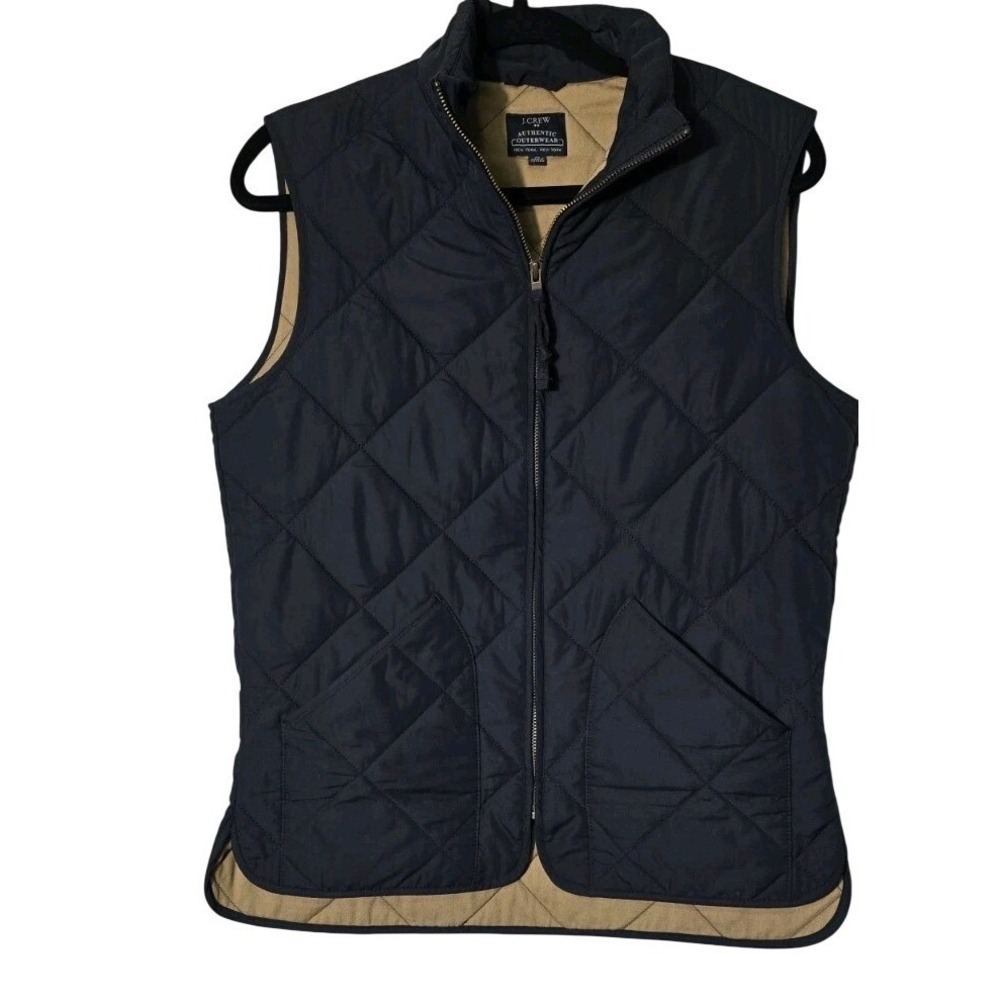 J.Crew Mens Navy Blue Quilted Walker Vest Full Zip XS 47752 FA17‎